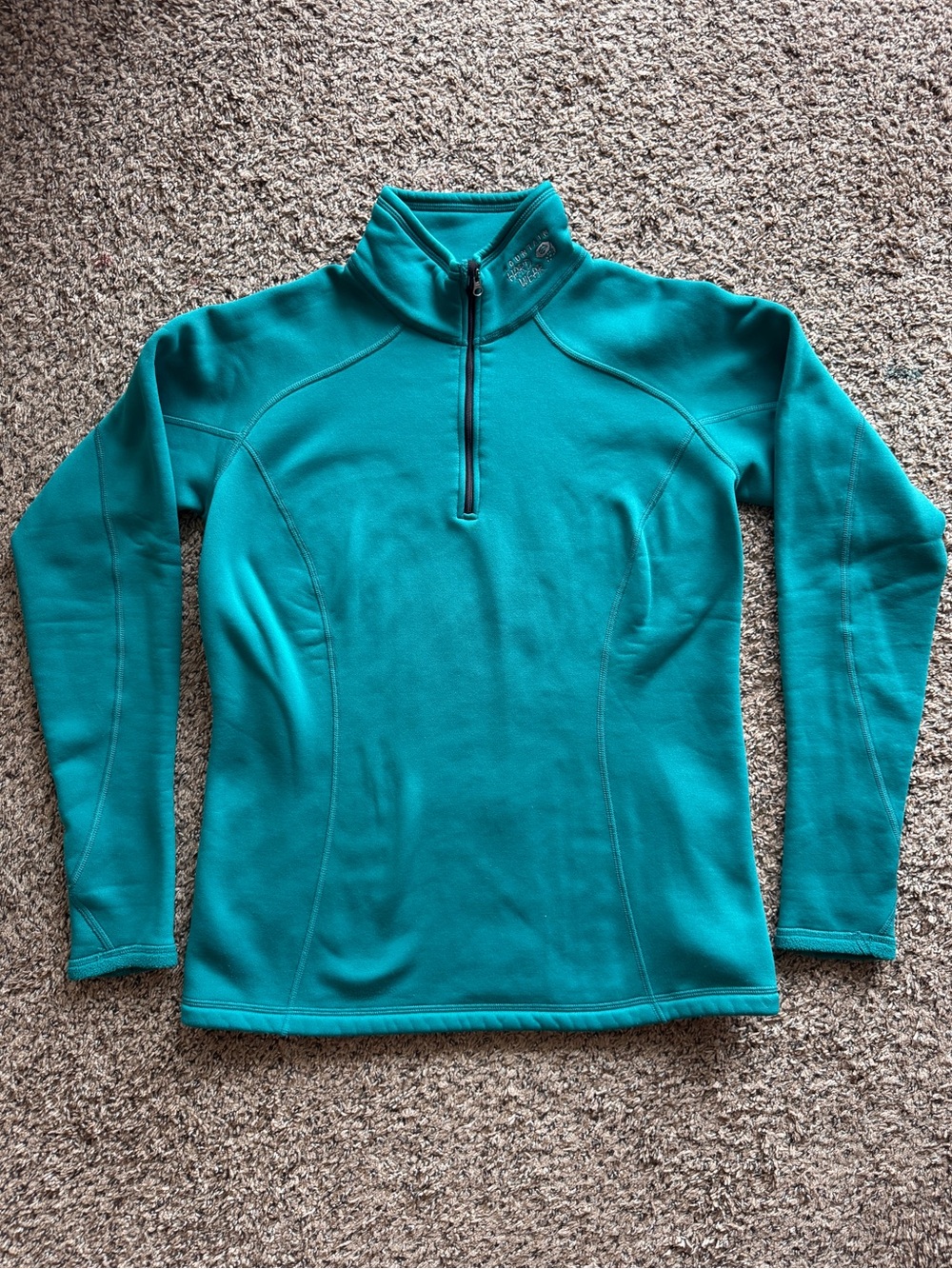 Mountain Hardware Mircochill Fleece Layer Teal Blue Hiking 1/4 Zip Women’s Large